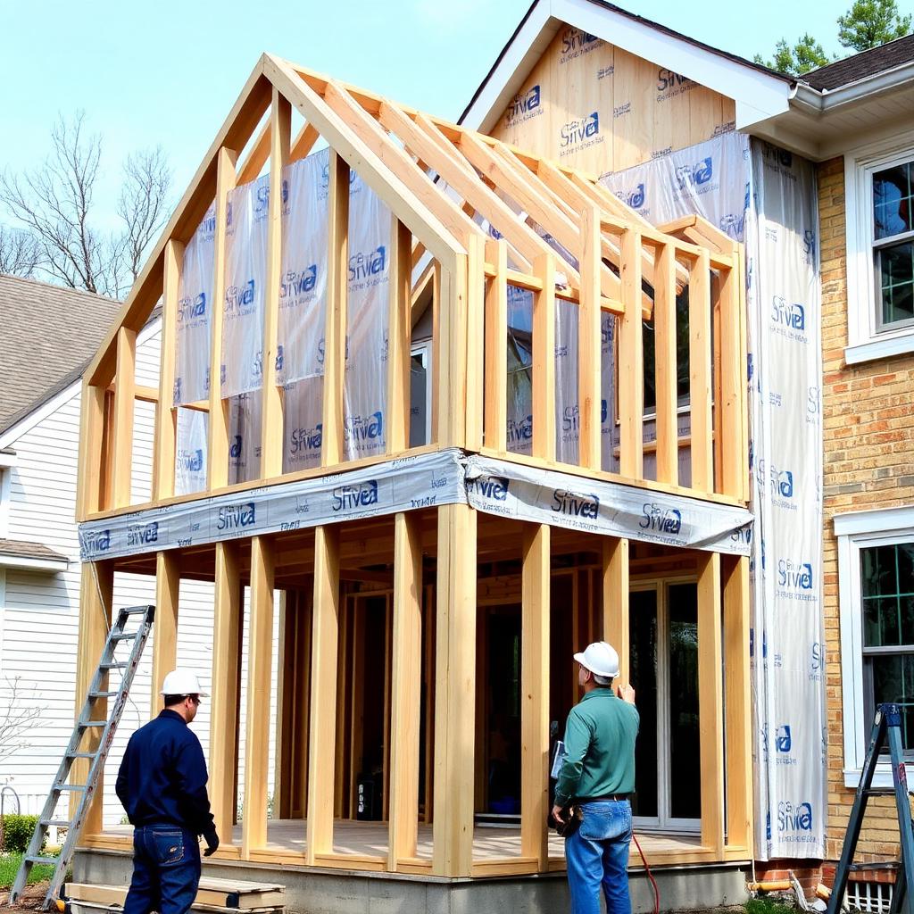 Framing on an Arlington home addition