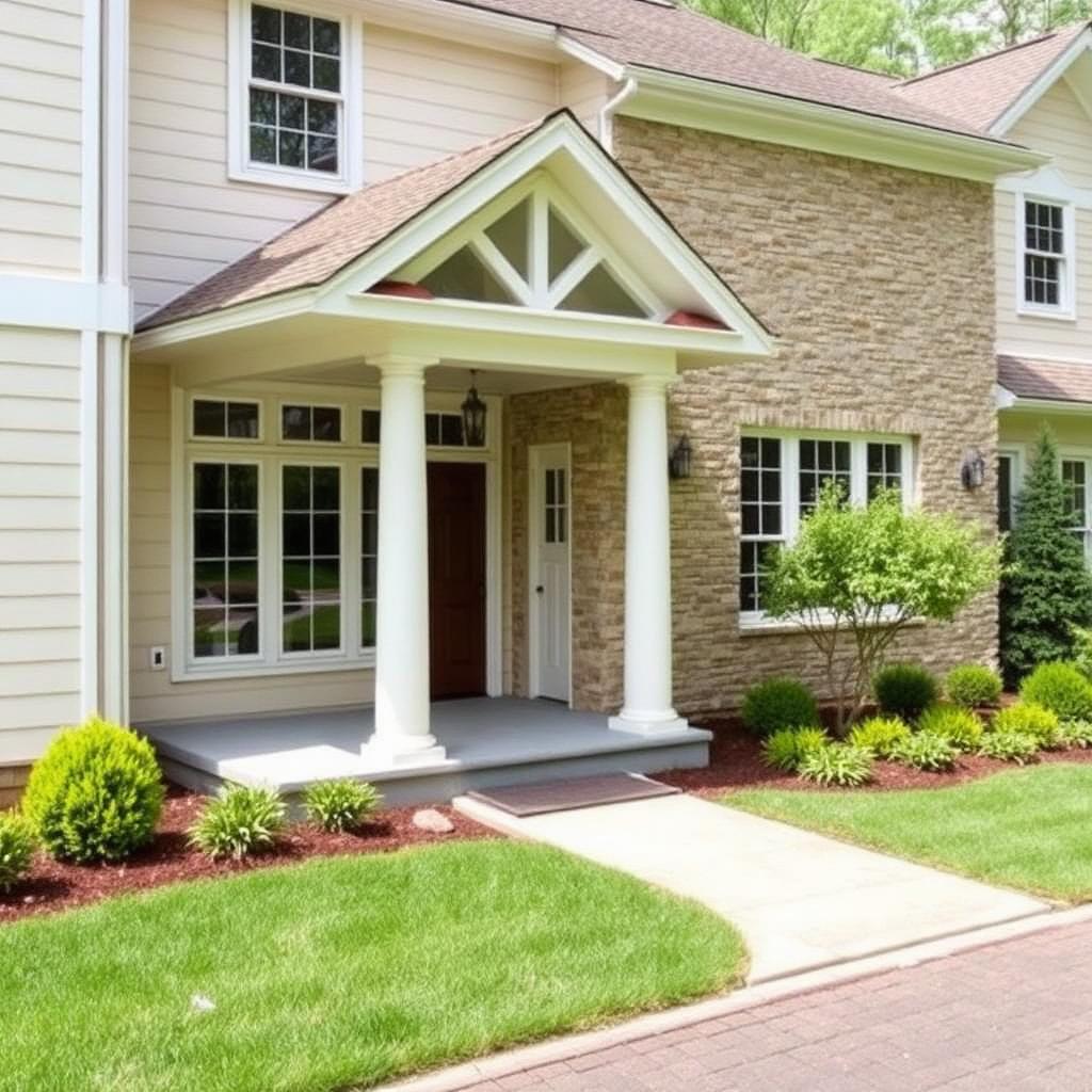 Vienna home addition with stone veneer entry